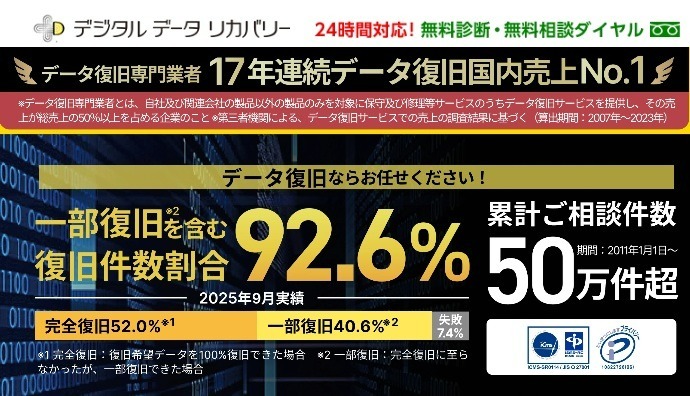 データ復旧なら「デジタルデータリカバリー（DDR）」がおすすめ！